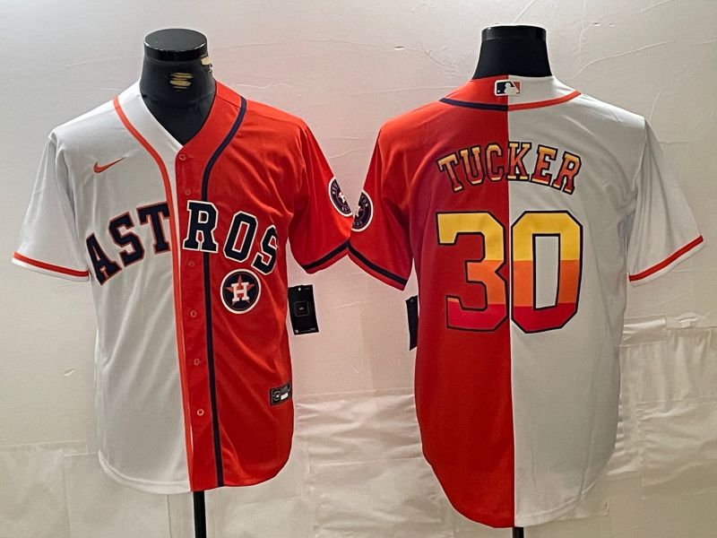 Men Houston Astros #30 Tucker White orange Nike 2024 MLB Jersey style 3